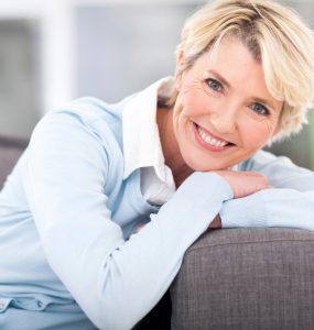 Close up of happy middle aged woman