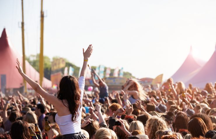 Festival crowd watching a band