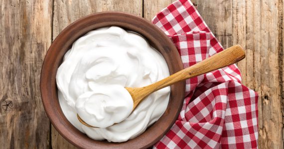 A bowl of natural yoghurt