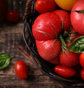 Close up of a bowl of tomatoes