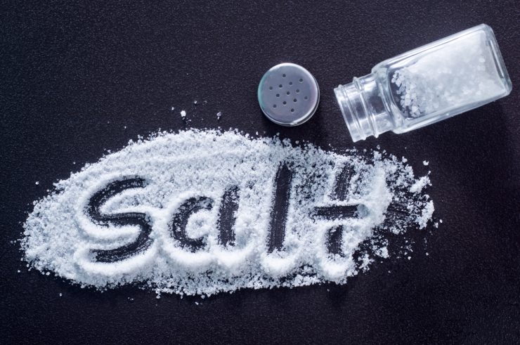 A pile of salt with the word 'salt' written in