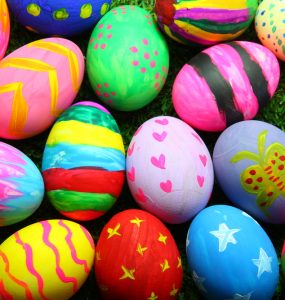 A range of colourful Easter eggs