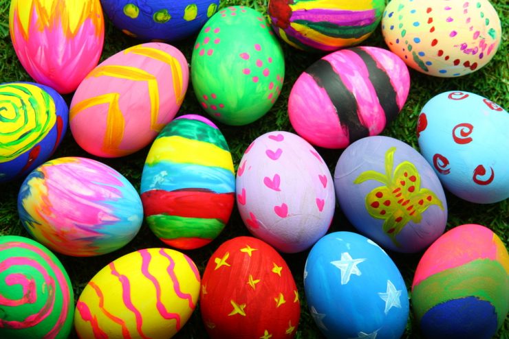 A range of colourful Easter eggs