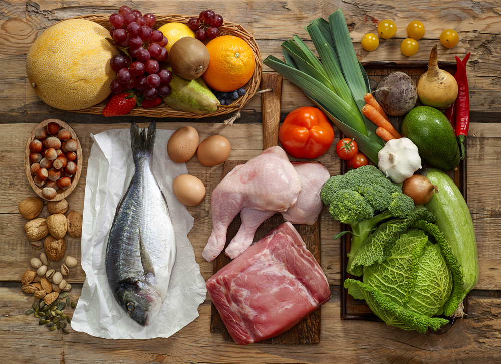 A balanced diet range of foods