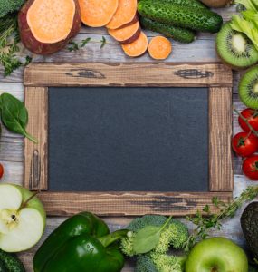 A selection of alkaline foods to represent an alkaline diet