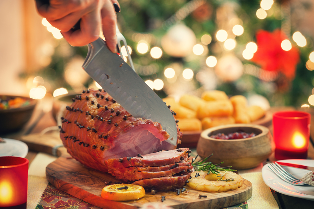 A christmas ham studded with cloves