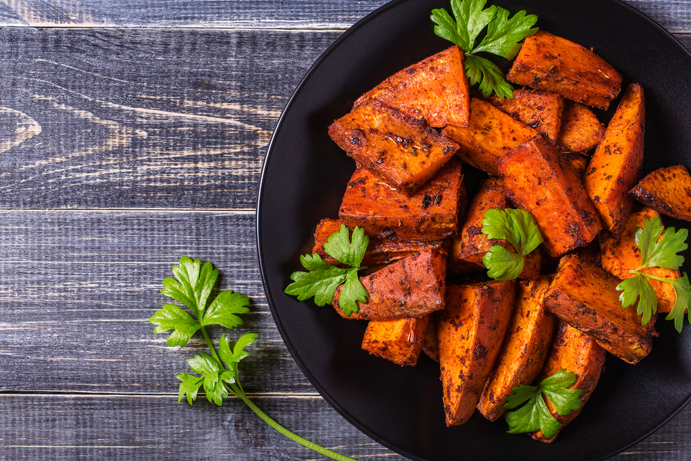 Roasted sweet potato wedges