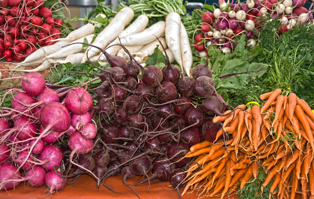 A range of root vegetables