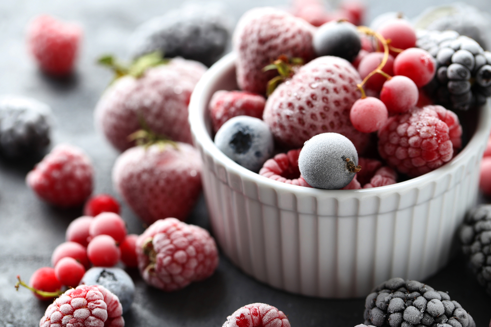A bowl of frozen berries