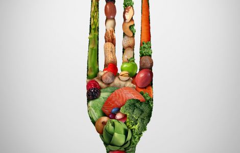 A fork made from a range of fruit and veg