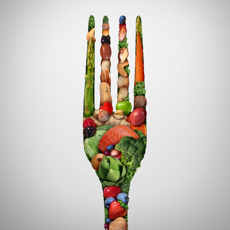 A fork made from a range of fruit and veg