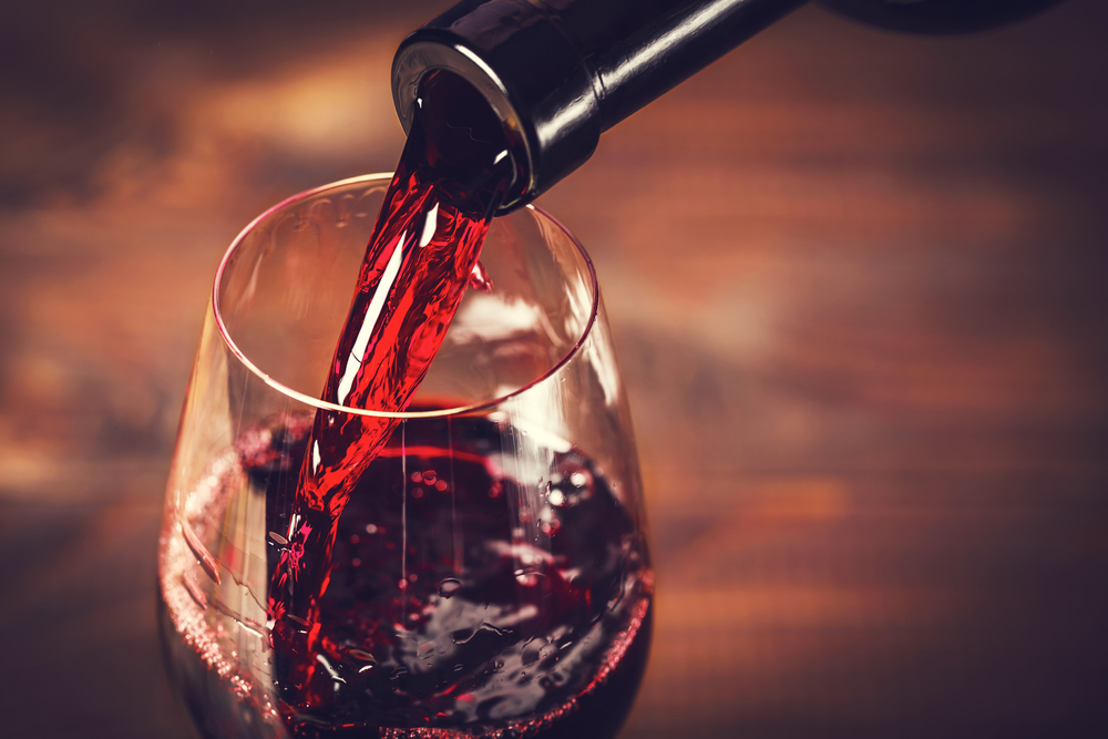 Close up of a glass of red wine