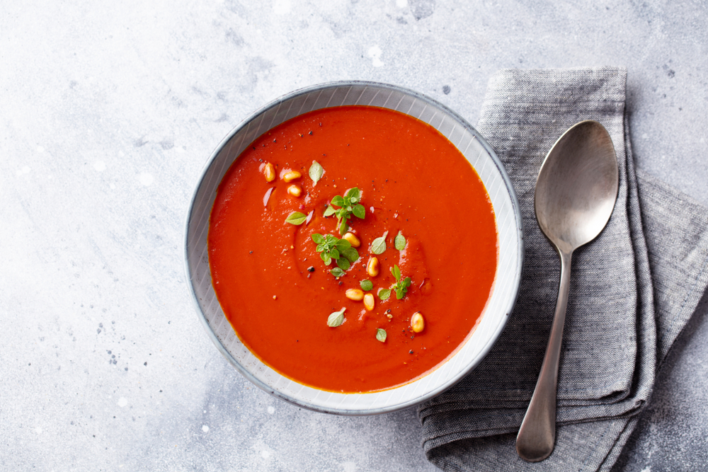A bowl of tomato soup