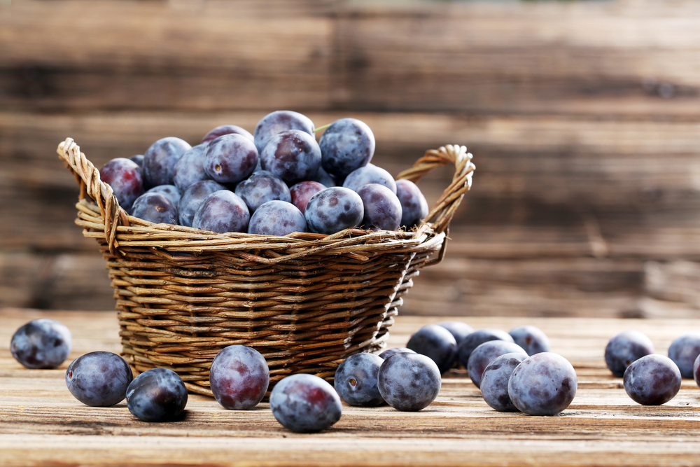 A basket of plums