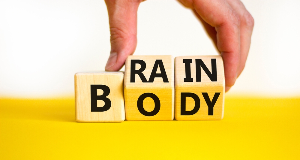 Letter blocks spelling out body and brain