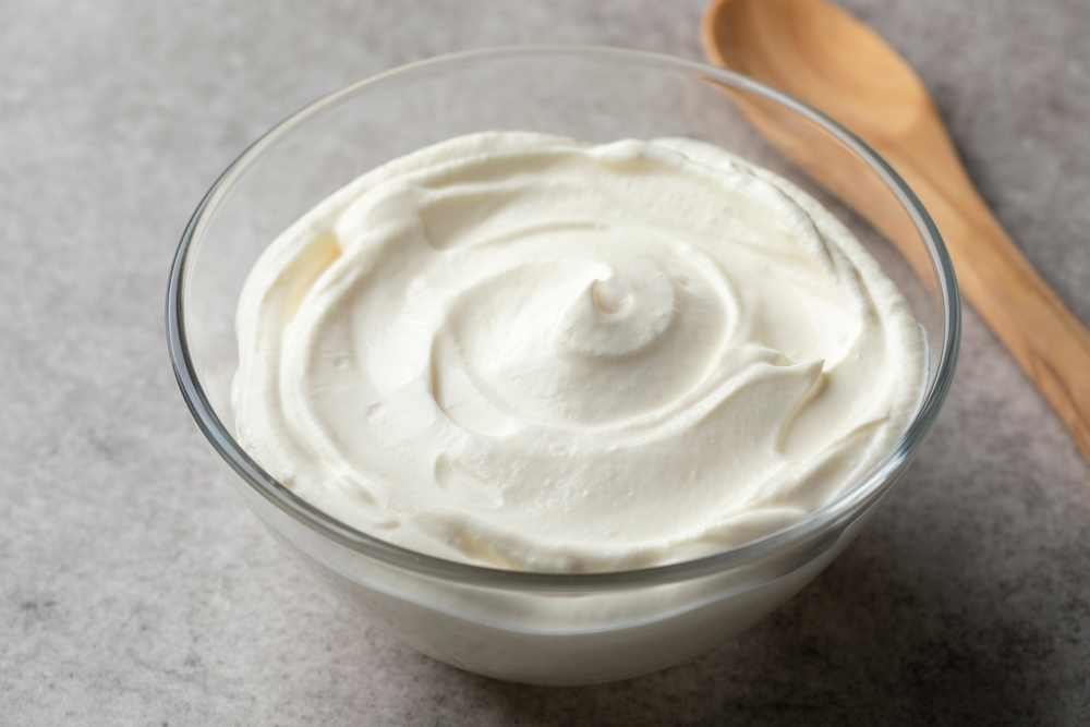 A bowl of creme fraiche